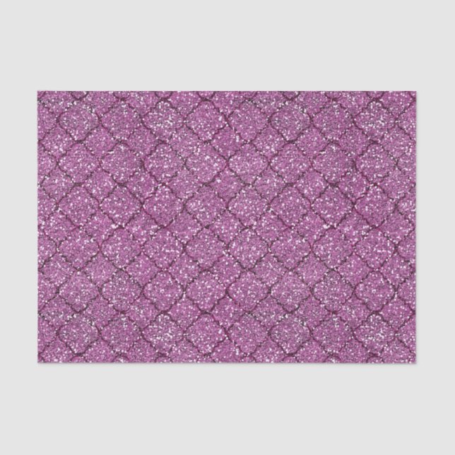 Pink Faux Glitter Quatrefoil Tissue Paper (Front)