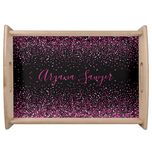 Pink Faux Glitter Serving Tray