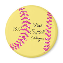 Pink Faux Glitter Softball Stitches