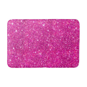 Pink Faux Glitter Sparkle Pattern Girly Bath Mat