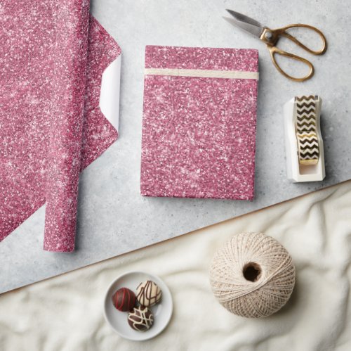 Pink Faux Glitter  Wrapping Paper