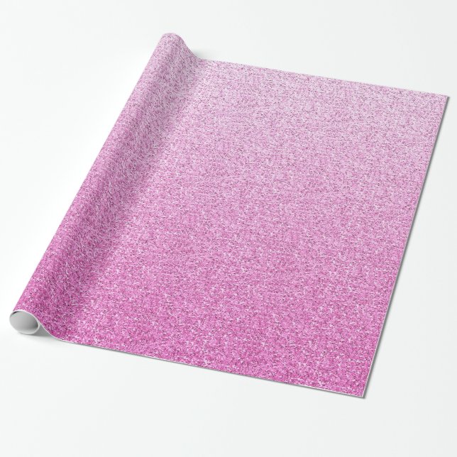 Pink Faux Glitter Wrapping Paper (Unrolled)