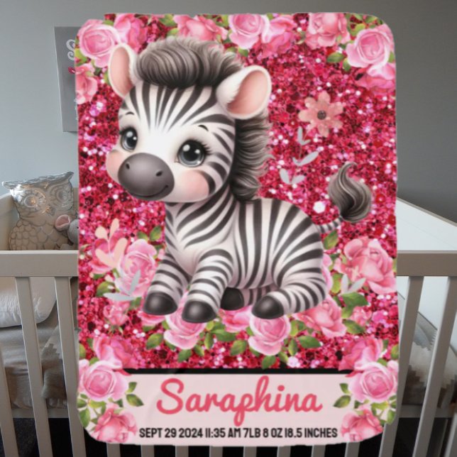 Pink Faux Glitter Zebra Baby Blanket (Creator Uploaded)