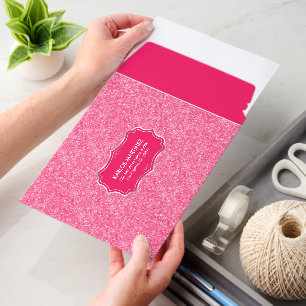 Pink Faux GlitterTexture Envelope Mailers