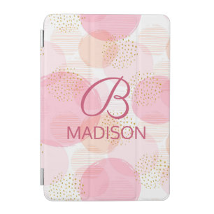 Pink Faux Gold Glitter Monogram Name iPad Mini Cover