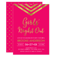 Pink Faux Gold Modern Chevron Girls' Night Out Card