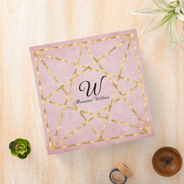 Pink Faux Leather  3 Ring Binder (In Situ)