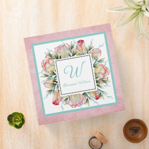 Pink Faux Leather 3 Ring Binder