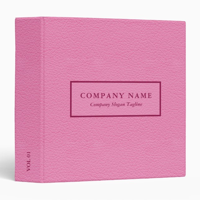 Pink Faux Leather   3 Ring Binder (Front/Spine)
