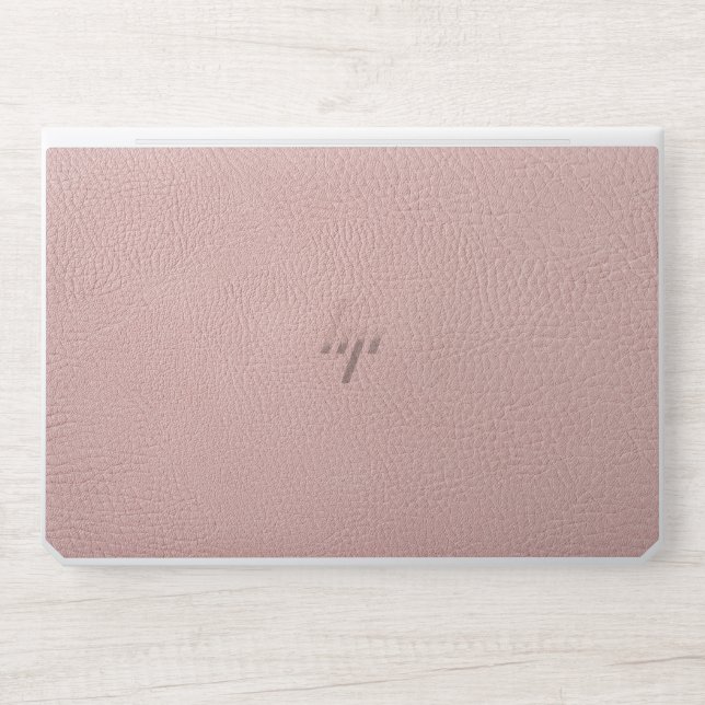 Pink Faux Leather Look Gold Modern Monogram  HP Laptop Skin (Front)