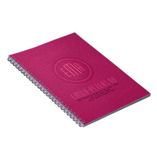 Pink Faux Leather Look Monogram Notebook