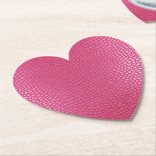 Pink Faux Leather Paper Coaster
