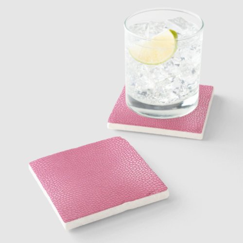 Pink Faux Leather Stone Coaster