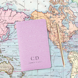 Pink faux leather white monogram name minimalist large moleskine notebook