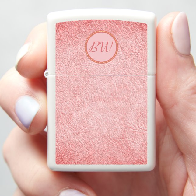 Pink Faux Leather Zippo Lighter (In Hand)