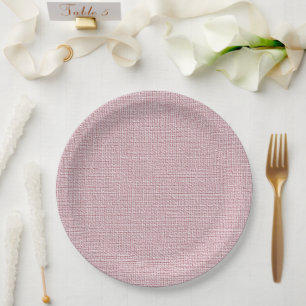 Pink Faux Linen Fabric Elegant Paper Plates