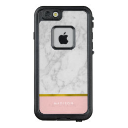 Pink Faux Marble and Gold Texture LifeProof FRĒ iPhone 6/6s Case