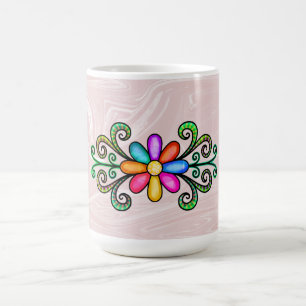 Pink Faux Marble & Doodles Coffee Mug