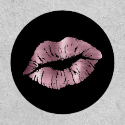 pink faux metal effect lips patch