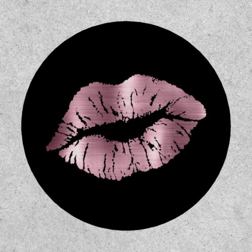 pink faux metal effect lips patch