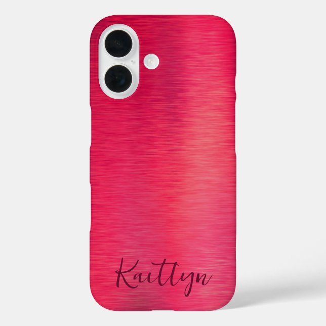 Pink Faux Metallic Shimmer Script Personalized Case-Mate iPhone Case (Back)