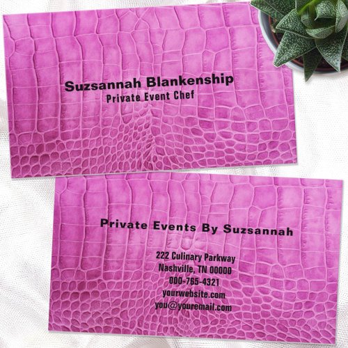  Pink Faux Snake Skin Minimalist Custom Business Card