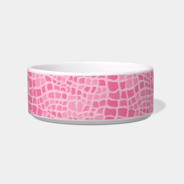 Pink Faux Snake Skin Pattern Pet Bowls (Front)