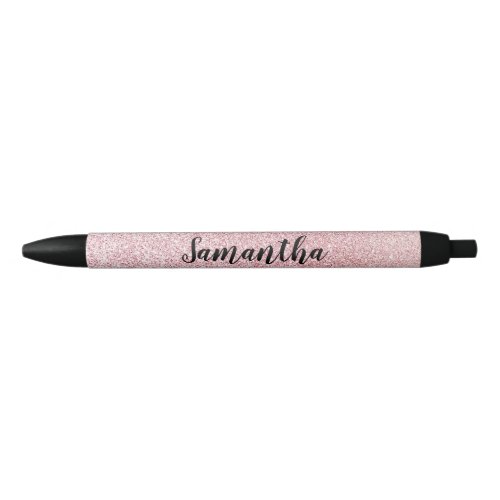 Pink Faux Sparkly Glitter Girly Name Black Ink Pen