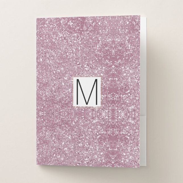 Pink Faux Sparkly Glitter Pocket Folder (Front)
