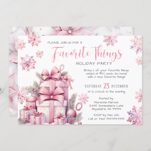 PINK FAVORITE THINGS HOLIDAY PARTY INVITATION