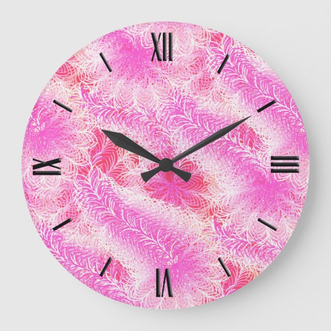 Pink feather boa large clock (Front)