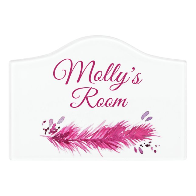 Pink feather door sign (Small Crest Front)