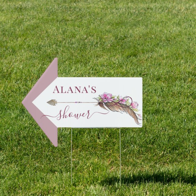 Pink Feather Floral Shower Directional  Sign (Insitu)