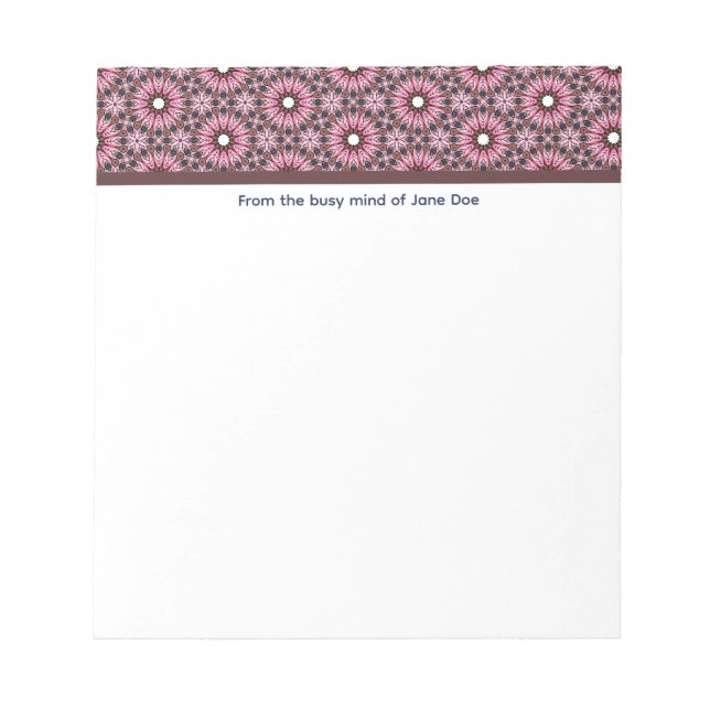 Pink Feather Mandala Boho Notepad (Front)