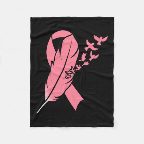 Pink Feather Ribbon _ Breast Cancer Awareness  Fleece Blanket