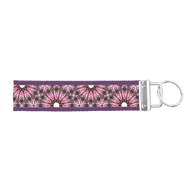 Pink Feather  Wrist Keychain (Keys on Right)
