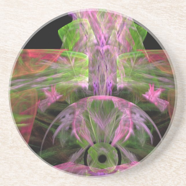 Pink Feathers CD Sandstone Coaster (Front)