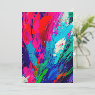Pink Feathers Fingerpainting CardInvitation Invitation