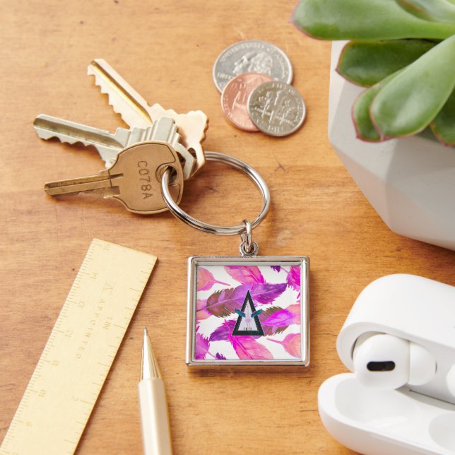 Pink Feathers Free spirited Flamingo Keychain (Desk)