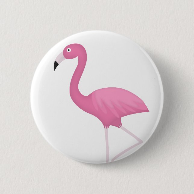 pink feathery flamingo button (Front)