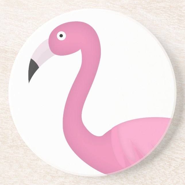 pink feathery flamingo drink coaster (Front)