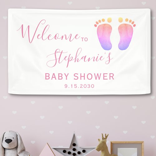 Pink Feet Baby Shower Banner