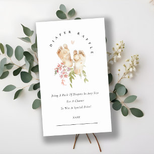 Pink Feet Floral Girl Diaper Raffle Baby Shower Enclosure Card