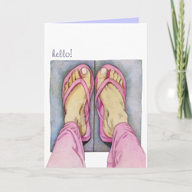 Pink Feet Hello Card (Front)