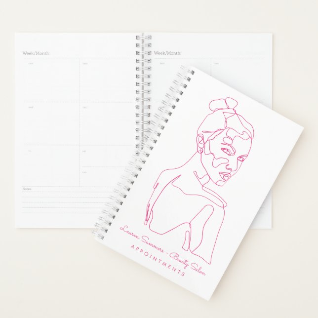 Pink Female Line Drawing Beauty Appointment Planner (Display)