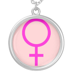 Pink Female Symbol Silver Plated Necklace
