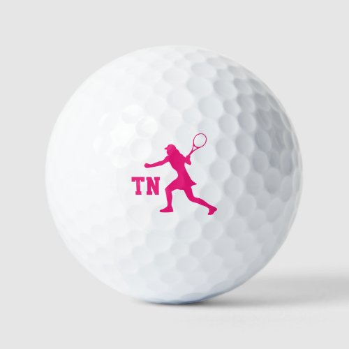 Pink female tennis player silhouette custom sports golf balls