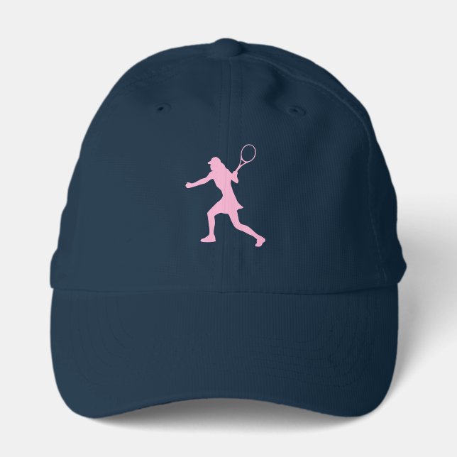 Pink female tennis player silhouette sports cap (Front)