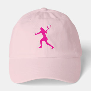 Pink female tennis player silhouette sports hat