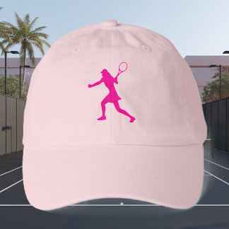 Pink female tennis player silhouette sports hat